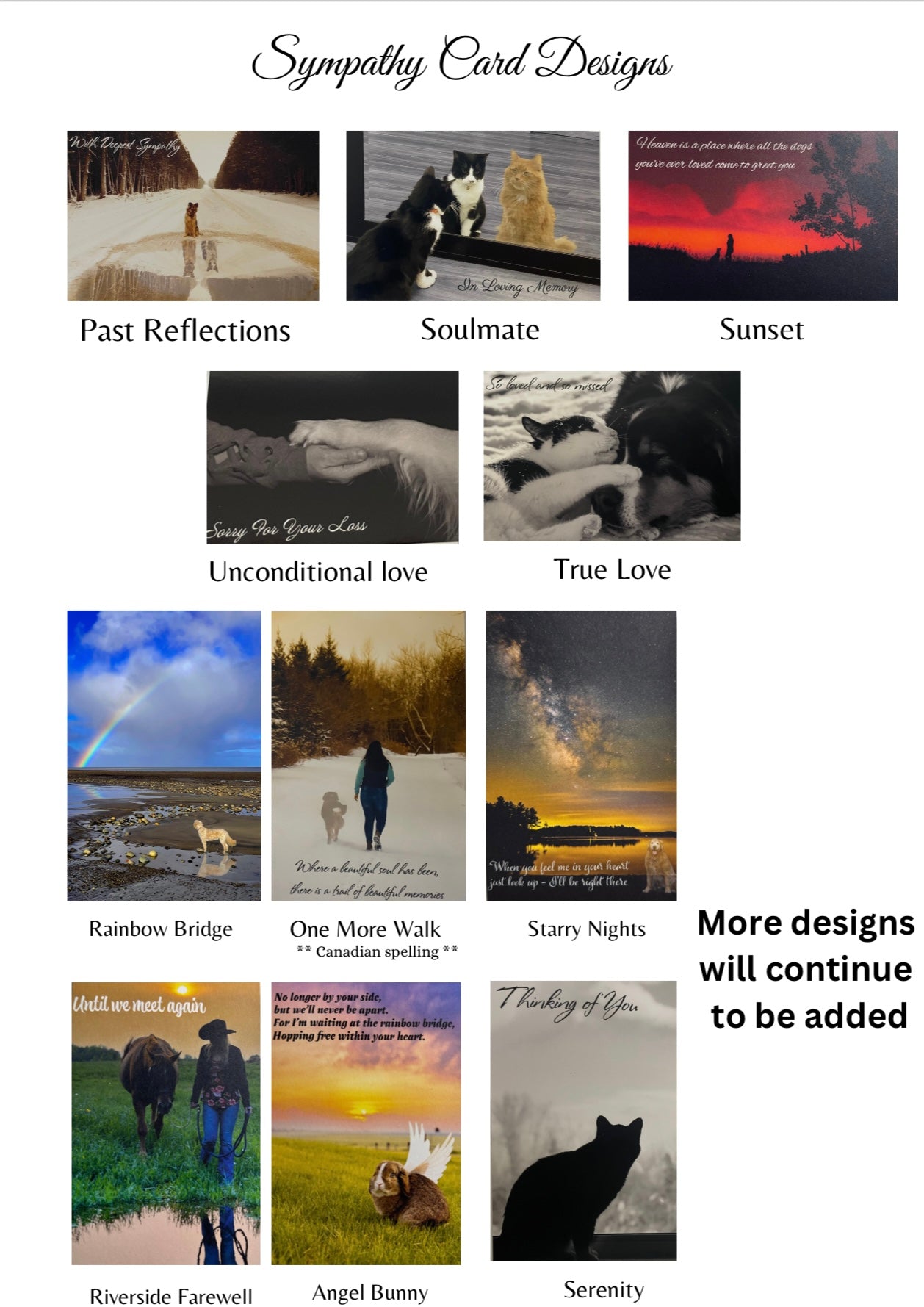 Folded Pet Sympathy Cards