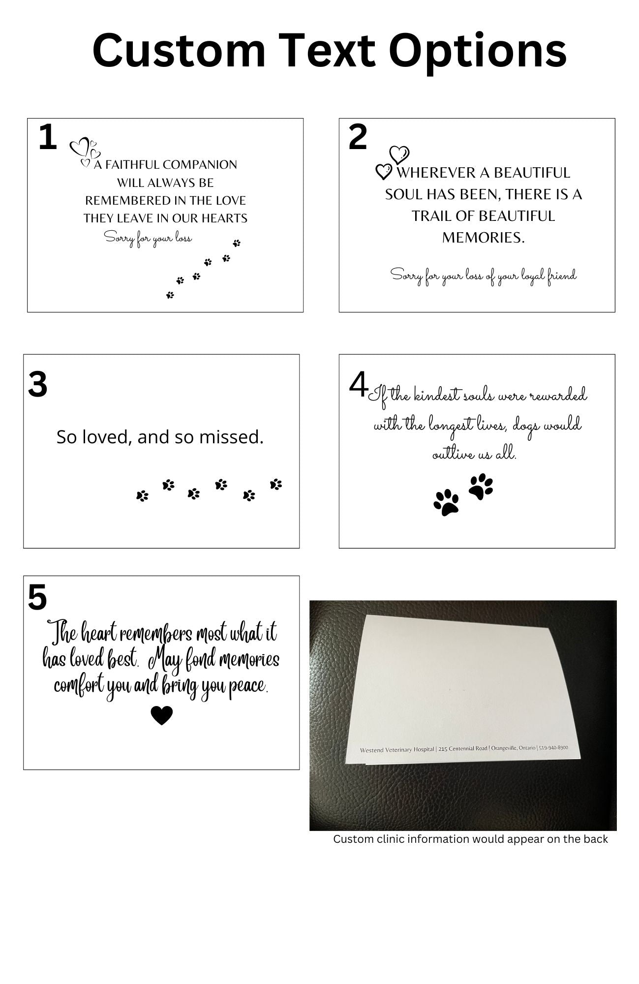 Folded Pet Sympathy Cards